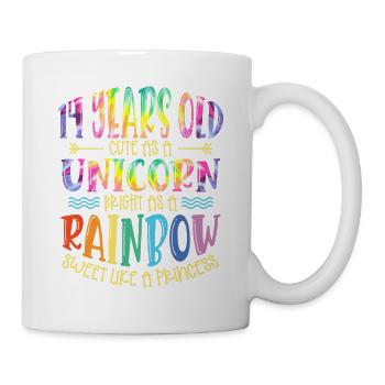 14 Jahre Alt Niedlich Wie Ein Einhorn Hell Wie - Tasse - Weiß - Rechts