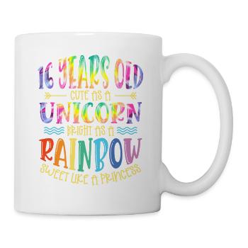 16 Jahre Alt Niedlich Wie Ein Einhorn Hell Wie - Tasse - Weiß - Rechts