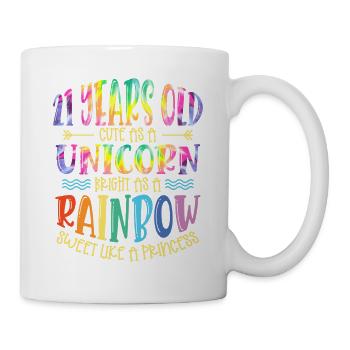 21 Jahre Alt Niedlich Wie Ein Einhorn Hell Wie - Tasse - Weiß - Rechts