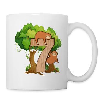 7th birthday | Sloth Birthday | Sloth Themed - Mug - white - Right