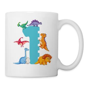 1er anniversaire | Chemise d’anniversaire de dinosaure | - Mug blanc - blanc - Droite
