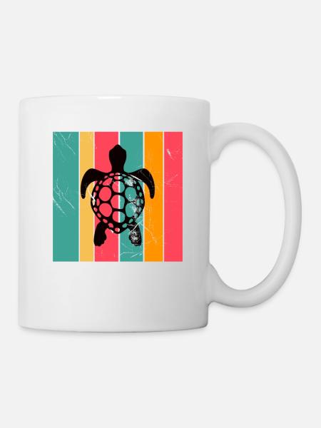 Tortue Rétro Animal Reptile de mer Idée cadeau - Mug blanc - blanc