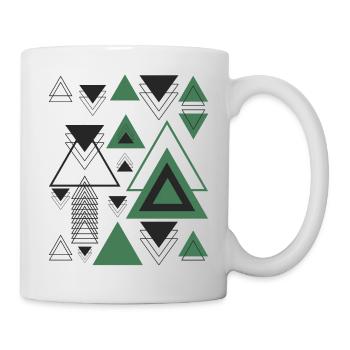 Triangles Minimalist Geometry Black Abstract Green - Mug - white - Right