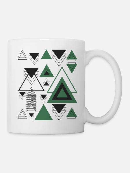 Dreiecke Minimalistische Geometrie Schwarz Abstrakt Grün - Tasse - Weiß