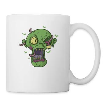 tête d’Halloween effrayante avec des vers - Mug blanc - blanc - Droite