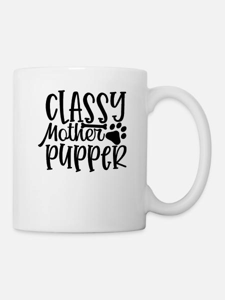 Stilvolle Welpen Mutter - Tasse - Weiß