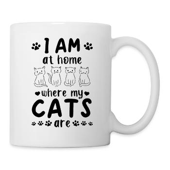 Katzenbesitzer - Bin zu Hause, wo meine Katzen sin - Tasse - Weiß - Rechts