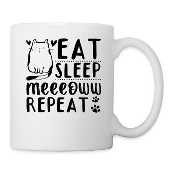 Cat Lover I Eat Sleep Meeeoww Repeat I Cute Cats - Tasse - Weiß - Rechts
