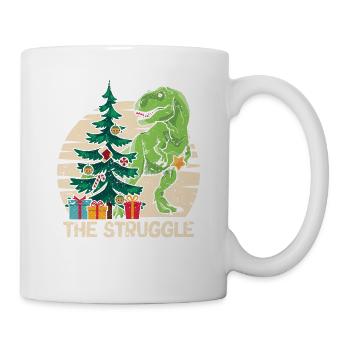 Xmas PJ Trex Dino Funny Christmas Tree Dinosaur - Mug - white - Right
