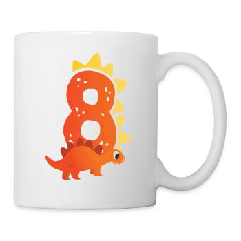 8e anniversaire | Anniversaire dinosaure | - Mug blanc - blanc - Droite