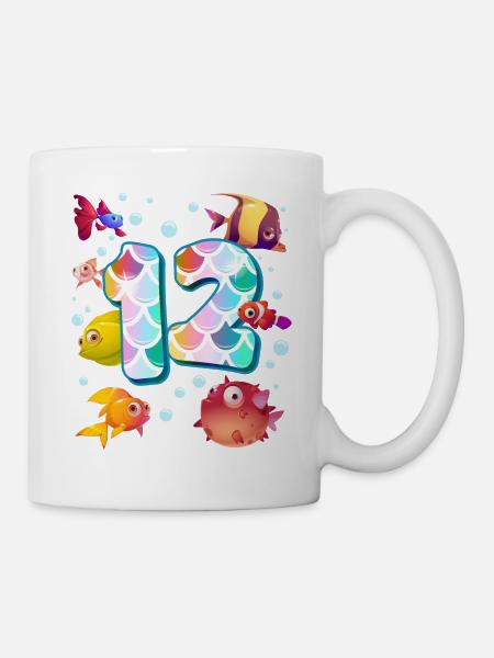 12. Geburtstag | Regenbogenfisch Geburtstag | - Tasse - Weiß