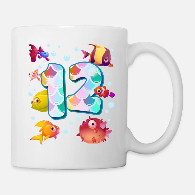 12. Geburtstag | Regenbogenfisch Geburtstag | - Tasse - Weiß