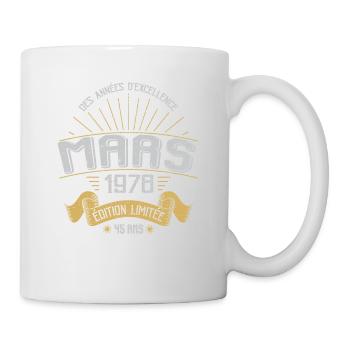 Mars 1978 45 Ans Anniversaire Vintage Idée Cadeau - Mug blanc - blanc - Droite