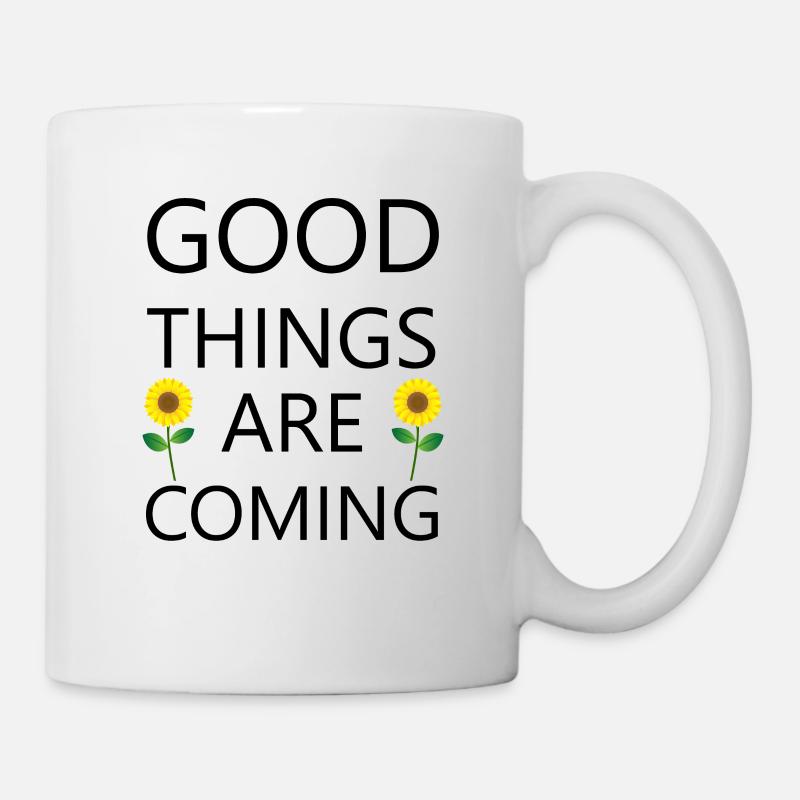 De bonnes choses arrivent avec les tournesols - Mug blanc - blanc