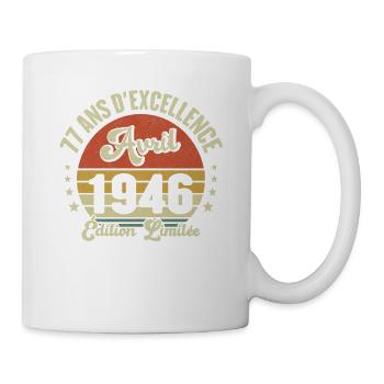 Avril 1946 77 Ans Anniversaire Vintage Idée Cadeau - Mug blanc - blanc - Droite