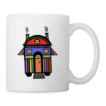 Construction roulotte colorée maison hippie colorée vivant éco - Mug blanc - blanc - Droite