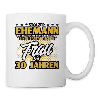 Perlenhochzeit Ehepaar 30. Hochzeitstag Geschenk - Tasse - Weiß - Rechts