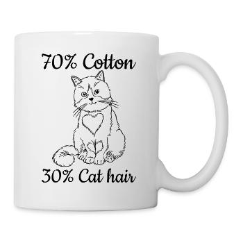 70% Coton 30% Poils de chat I Drôle d’amoureux des chats - Mug blanc - blanc - Droite