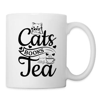 Chats Livres Thé I Propriétaire de chat Amateur de livres b - Mug blanc - blanc - Droite