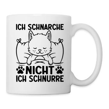 Ich schnarche nicht, Ich schnurre I Lustige Katze - Tasse - Weiß - Rechts