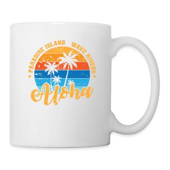 Aloha Paradise Island Wave Rides Surfing - Mug - white - Right