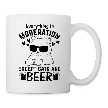 Alles in Maßen außer Katzen und Bier I Funny Cats - Tasse - Weiß - Rechts