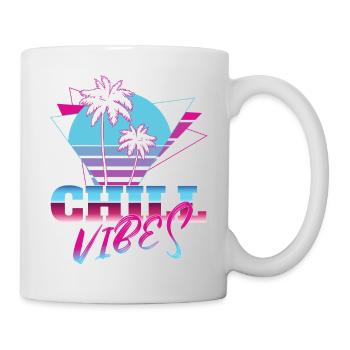 Chill vibes triangle tropical sunset 80s neon nost - Mug - white - Right