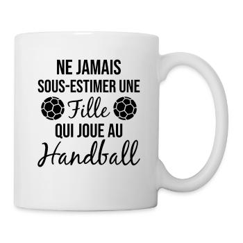 Ne jamais sous estimer fille qui joue au handball - Mug blanc - blanc - Droite