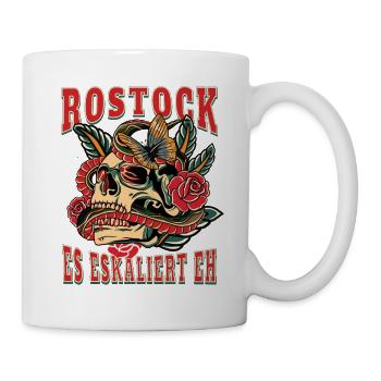 Rostock Frau Geschenk es eskaliert eh Frauen - Tasse - Weiß - Rechts