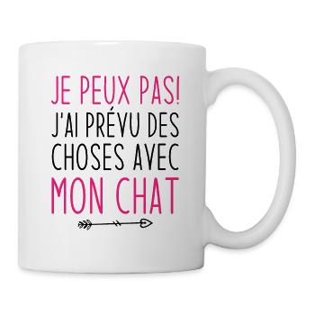 Je peux pas j'ai prévu des choses avec mon chat - Mug blanc - blanc - Droite