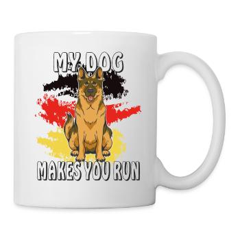 GERMAN SHEPHERD MY DOG MAKES YOU RUN - Mug - white - Right