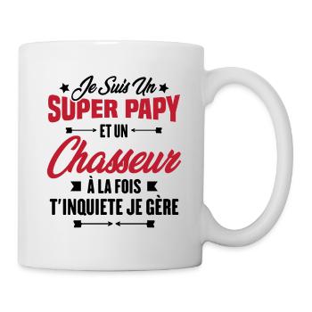Je suis un super papy et un chasseur, Cadeau papy - Mug blanc - blanc - Droite
