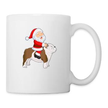 Santa Riding English Bulldog Christmas PJs - Mug - white - Right
