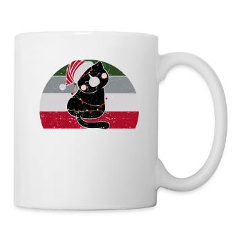 Black Cat Santa Claus Tangled Up In Merry Christma - Mug - white - Right