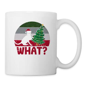 Funny Black Cat Merry Christmas Tree Cats Xmas - Tasse - Weiß - Rechts