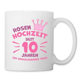 Rosenhochzeit 10 Jahre Verheiratet Hochzeitstag - Tasse - Weiß - Rechts