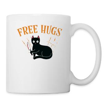 Kostenlose Umarmungen, Gruselige Horror-katze Mit - Tasse - Weiß - Rechts