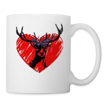 Hirsch Herz - Tasse - Weiß - Rechts