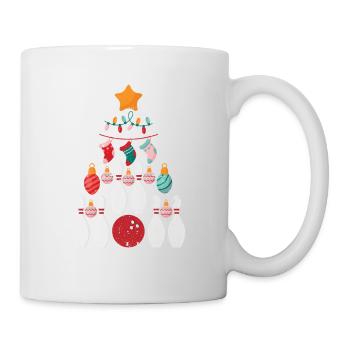 Lustige Bowling Spieler Weihnachtsbaum Lichter - Tasse - Weiß - Rechts