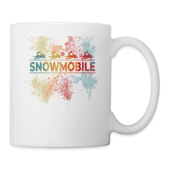 Schneemobil Kunst Retro Farbklecks - Tasse - Weiß - Rechts