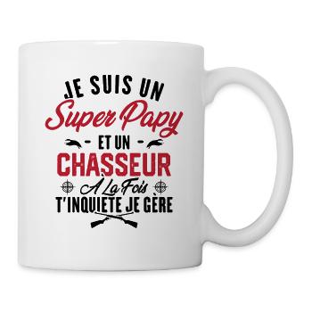 Je suis un super papy et un chasseur, Cadeau papy - Mug blanc - blanc - Droite