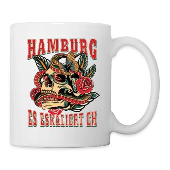 Hamburg Frau Geschenk es eskaliert eh Hamburg Fan - Tasse - Weiß - Rechts