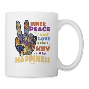 inner peace peace sign two fingers - Mug - white - Right