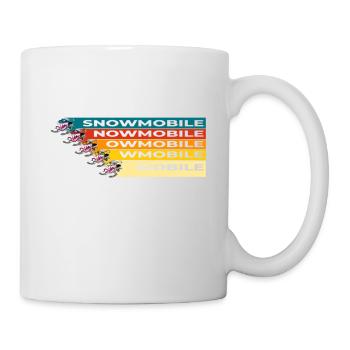 Schneemobil Monster Rennen in coolen Retro Farben - Tasse - Weiß - Rechts