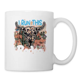 Western Rodeo Cow Head Flowers Cowboy Cow Girl USA - Mug - white - Right