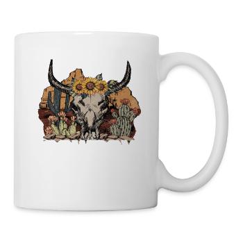 Western Rodeo Cow Head Flowers Cowboy Cow Girl USA - Mug - white - Right