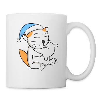 Katze Katzenrasse Selkirk Rex - Tasse - Weiß - Rechts