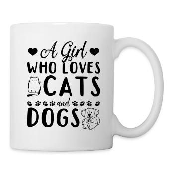 Amoureux des chats Amoureux des chiens Je suis une fille - Mug blanc - blanc - Droite