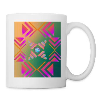 Moderne Kunst Grafik-Design 2 formen Linien Farben - Tasse - Weiß - Rechts