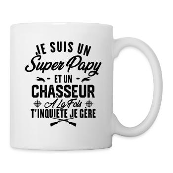 Je suis un super papy et un chasseur, Cadeau papy - Mug blanc - blanc - Droite